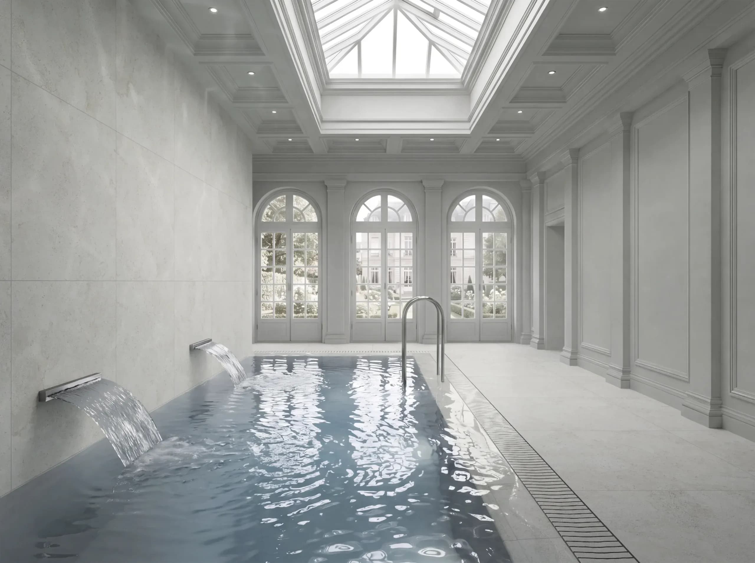 Exagres Ascent Light tile in a pool setting